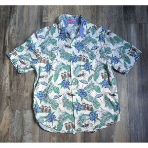Tommy Bahama Cabana Hawaiian Shirt Bike Umbrella Floral Men's Size Medium AOP